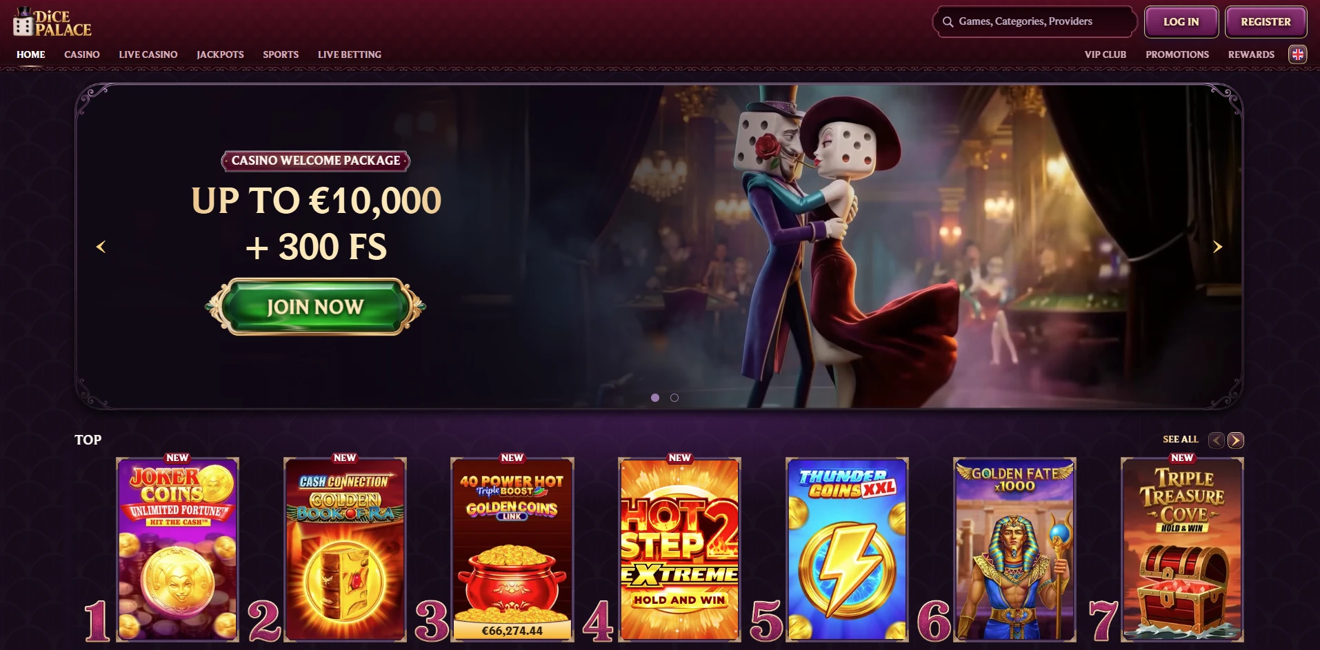 Dice Palace casino home