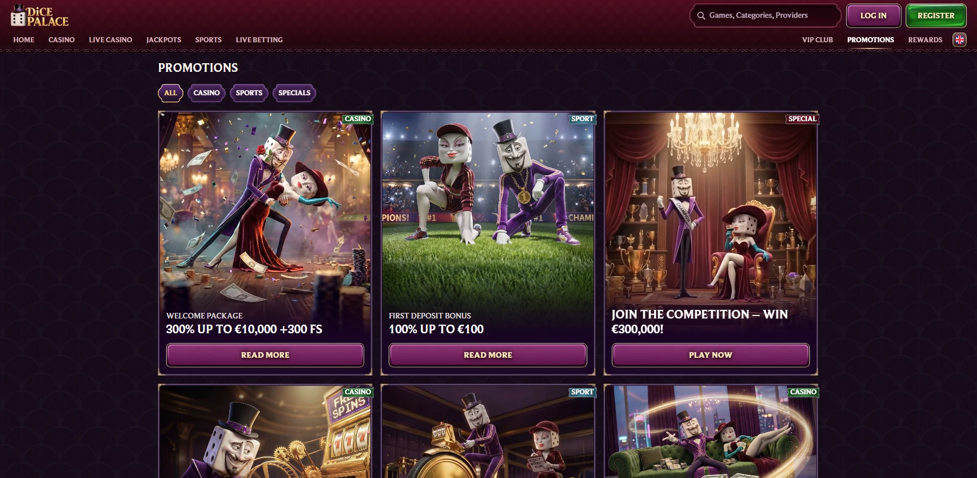 Dice Palace promotions