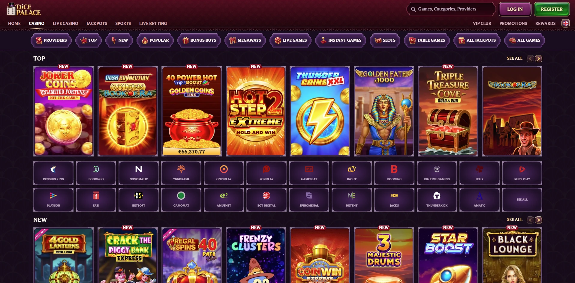Dice Palace casino games